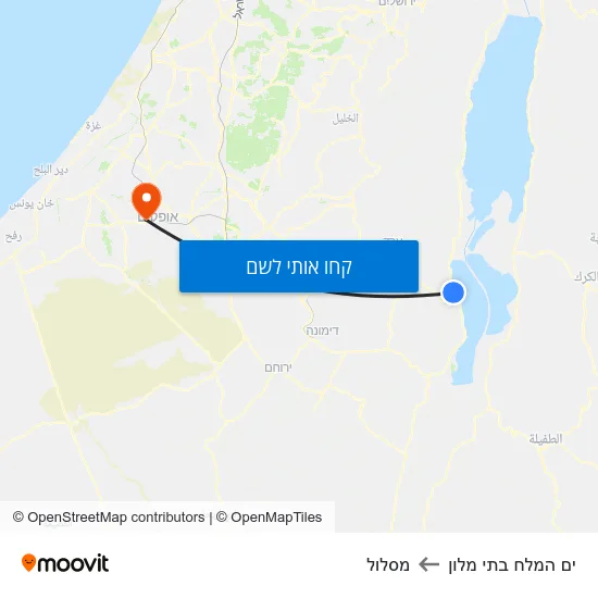 מפת ים המלח בתי מלון למסלול
