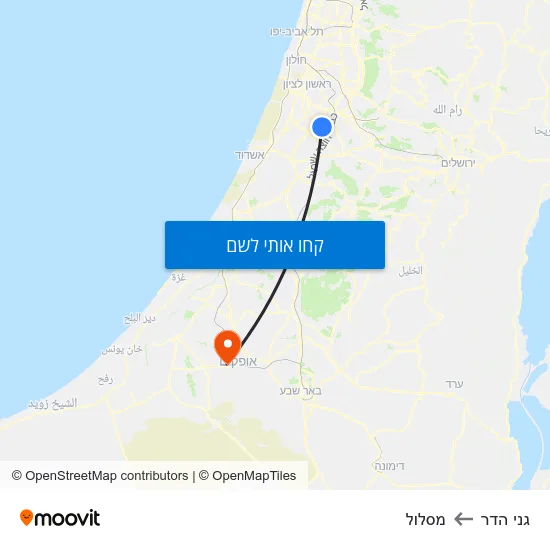 מפת גני הדר למסלול