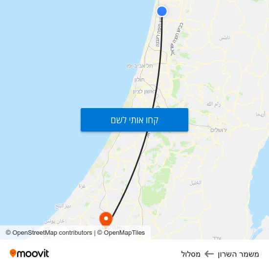 מפת משמר השרון למסלול