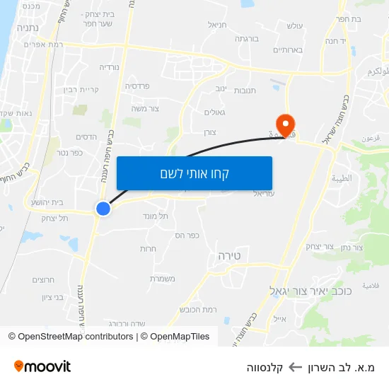 מפת מ.א. לב השרון לקלנסווה