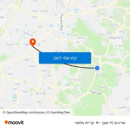 מפת שריגים (לי-און) לקריית מלאכי