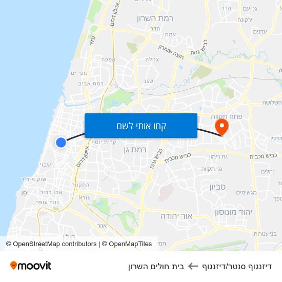 מפת דיזנגוף סנטר/דיזנגוף לבית חולים השרון