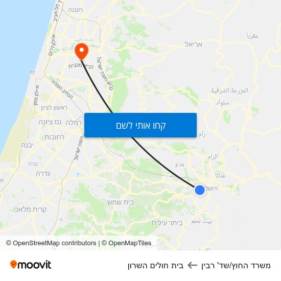 מפת משרד החוץ/שד' רבין לבית חולים השרון