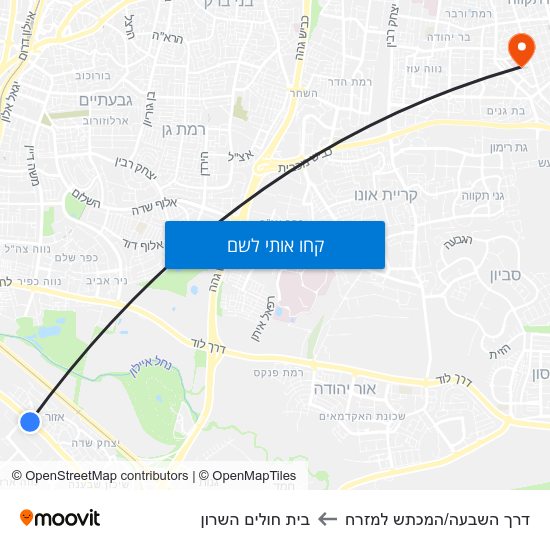 מפת דרך השבעה/המכתש למזרח לבית חולים השרון