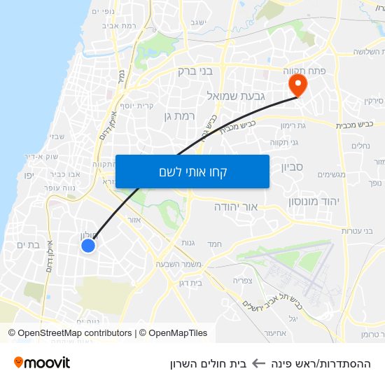 מפת ההסתדרות/ראש פינה לבית חולים השרון