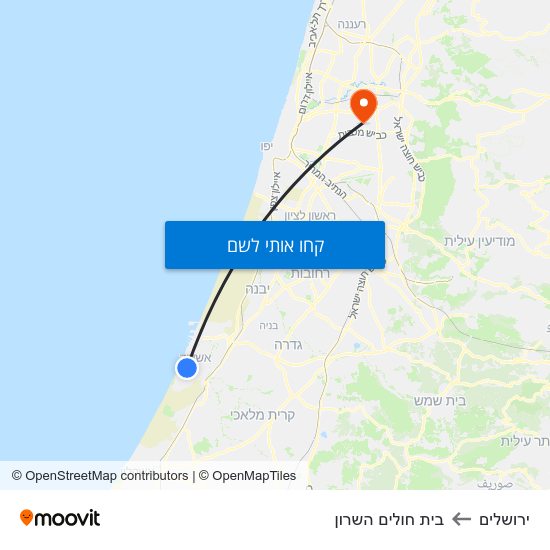 מפת ירושלים לבית חולים השרון