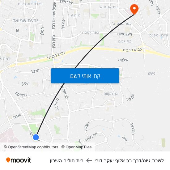 מפת לשכת גיוס/דרך רב אלוף יעקב דורי לבית חולים השרון