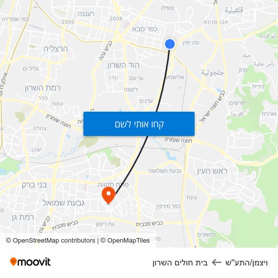 מפת ויצמן/התע''ש לבית חולים השרון