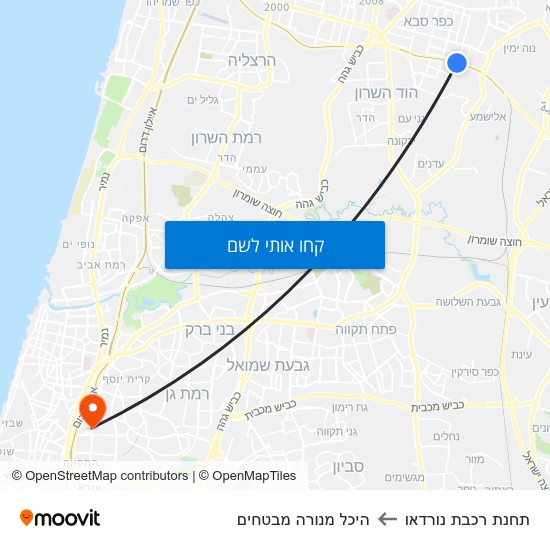 מפת תחנת רכבת נורדאו להיכל מנורה מבטחים