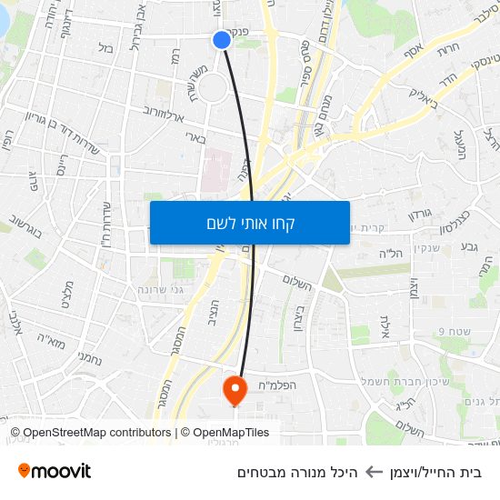 מפת בית החייל/ויצמן להיכל מנורה מבטחים