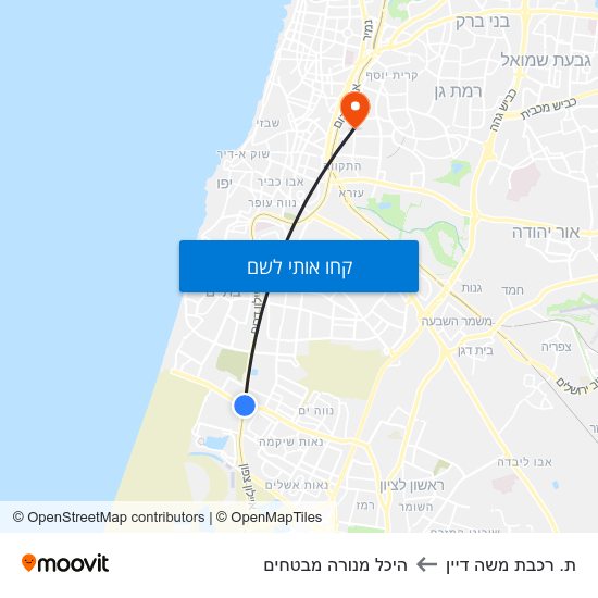 מפת ת. רכבת משה דיין להיכל מנורה מבטחים