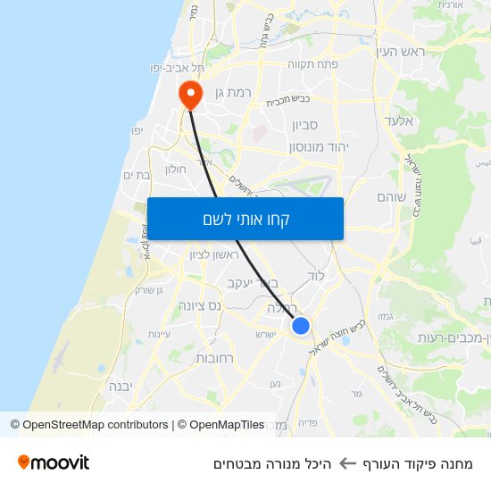 מפת מחנה פיקוד העורף להיכל מנורה מבטחים