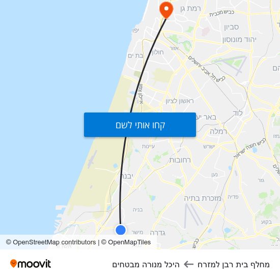 מפת מחלף בית רבן למזרח להיכל מנורה מבטחים