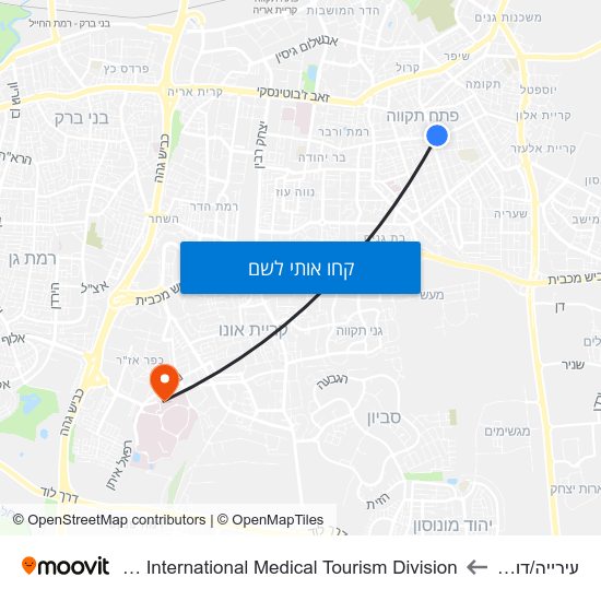מפת עירייה/דוד וולפסון לSheba Medical Center - International Medical Tourism Division