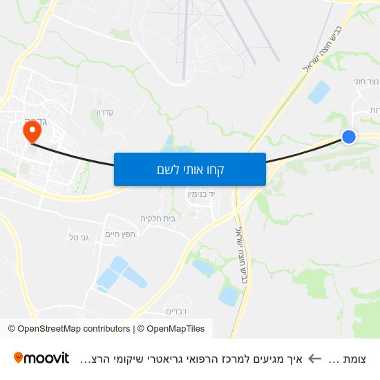 מפת צומת יסודות לאיך מגיעים למרכז הרפואי גריאטרי שיקומי הרצפלד בתחבורה ציבורית?