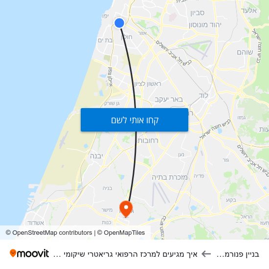 מפת בניין פנורמה/פרייגרזון לאיך מגיעים למרכז הרפואי גריאטרי שיקומי הרצפלד בתחבורה ציבורית?