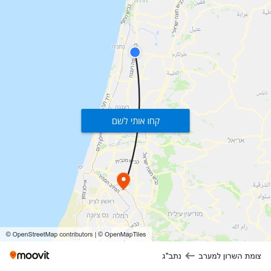 מפת צומת השרון למערב לנתב"ג