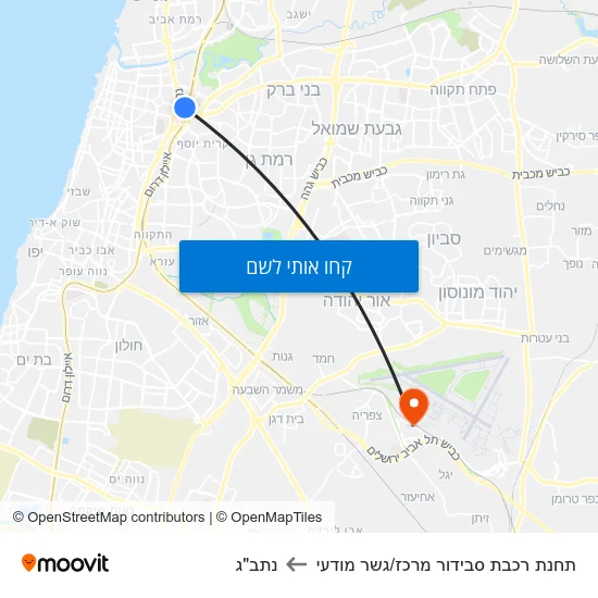 מפת תחנת רכבת סבידור מרכז/גשר מודעי לנתב"ג