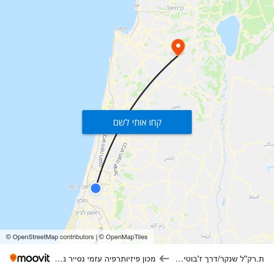 מפת ת.רק''ל שנקר/דרך ז'בוטינסקי למכון פיזיותרפיה עזמי נסייר נצרת