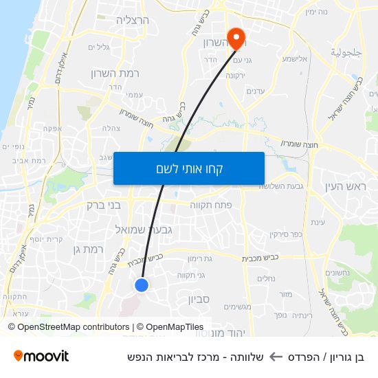 מפת בן גוריון / הפרדס לשלוותה - מרכז לבריאות הנפש