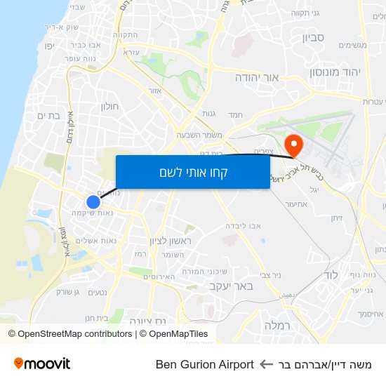 מפת משה דיין/אברהם בר לBen Gurion Airport