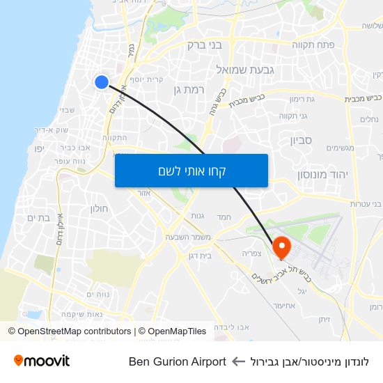 מפת לונדון מיניסטור/אבן גבירול לBen Gurion Airport