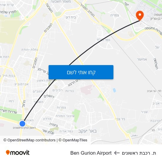 מפת ת. רכבת ראשונים לBen Gurion Airport