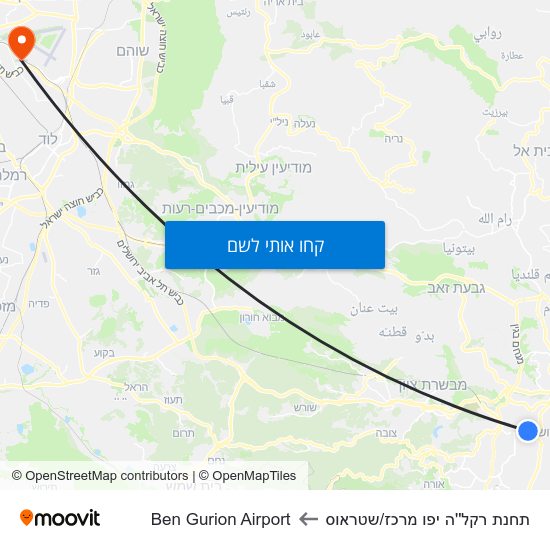מפת תחנת רקל''ה יפו מרכז/שטראוס לBen Gurion Airport
