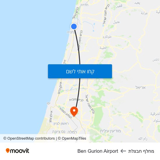 מפת מחלף חבצלת לBen Gurion Airport