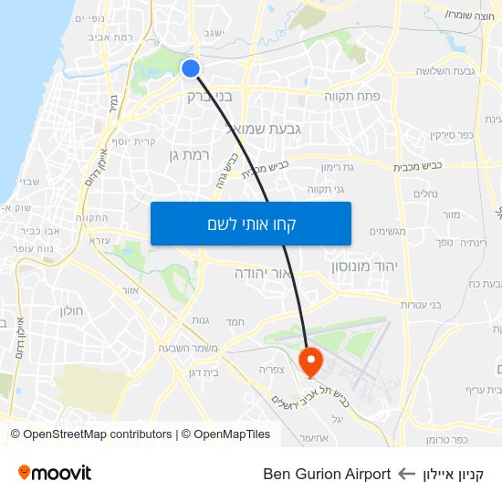 מפת קניון איילון לBen Gurion Airport