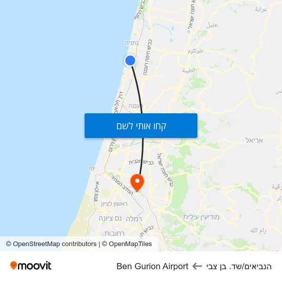 מפת הנביאים/שד. בן צבי לBen Gurion Airport