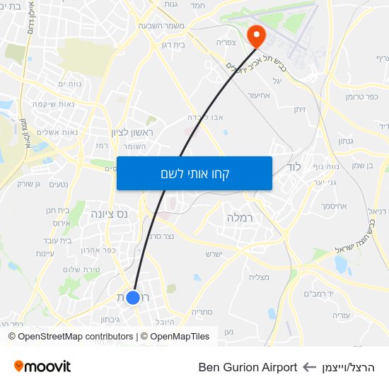 מפת הרצל/וייצמן לBen Gurion Airport