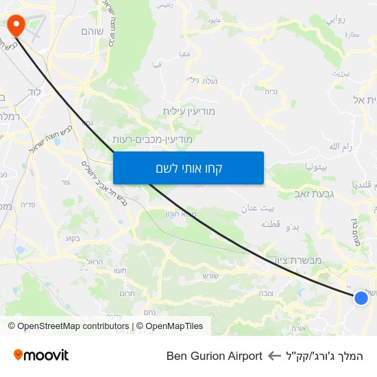 מפת המלך ג'ורג'/קק''ל לBen Gurion Airport