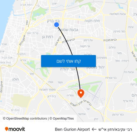 מפת רבי עקיבא/חזון אי''ש לBen Gurion Airport