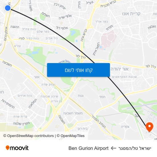 מפת ישראל טל/המסגר לBen Gurion Airport
