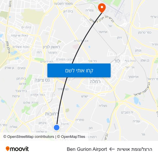 מפת הרצל/צומת אושיות לBen Gurion Airport