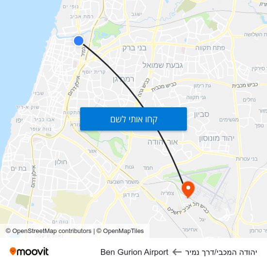 מפת יהודה המכבי/דרך נמיר לBen Gurion Airport