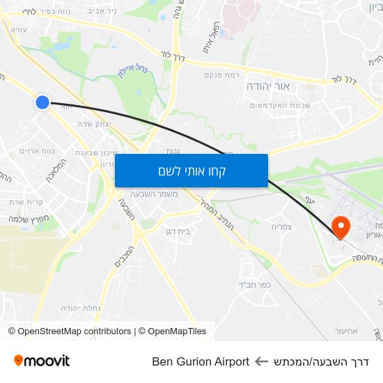 מפת דרך השבעה/המכתש לBen Gurion Airport