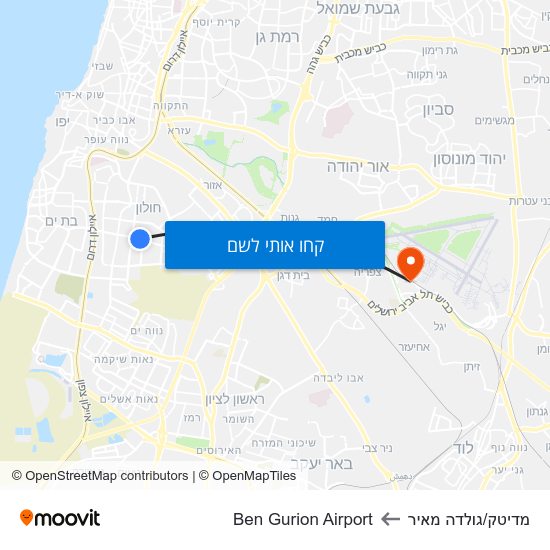 מפת מדיטק/גולדה מאיר לBen Gurion Airport