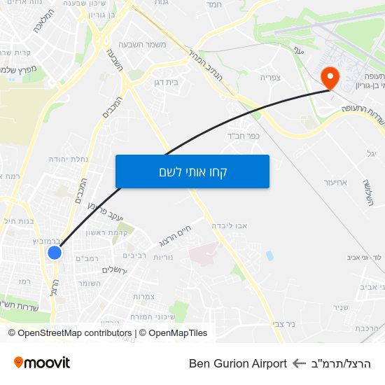 מפת הרצל/תרמ''ב לBen Gurion Airport