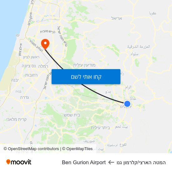 מפת המטה הארצי/קלרמון גנו לBen Gurion Airport