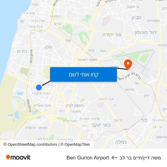 מפת משה דיין/חיים בר לב לBen Gurion Airport