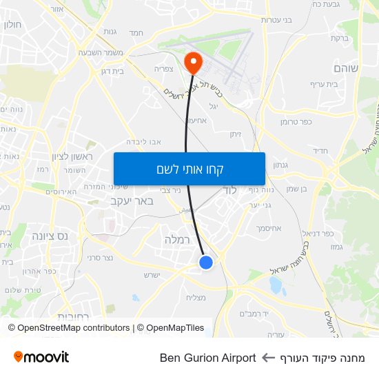 מפת מחנה פיקוד העורף לBen Gurion Airport