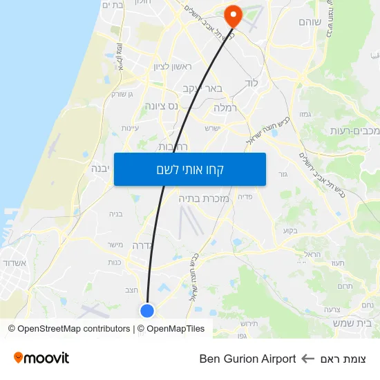 מפת צומת ראם לBen Gurion Airport
