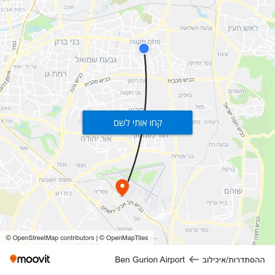 מפת ההסתדרות/איכילוב לBen Gurion Airport