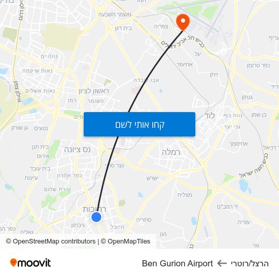 מפת הרצל/רוטרי לBen Gurion Airport