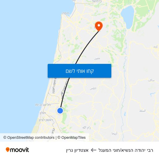מפת רבי יהודה הנשיא/חוני המעגל לאצטדיון גרין