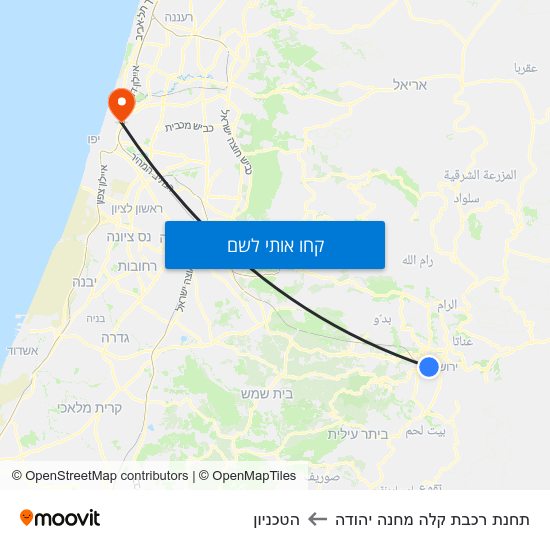 מפת תחנת רכבת קלה מחנה יהודה להטכניון