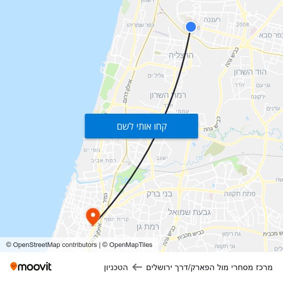 מפת מרכז מסחרי מול הפארק/דרך ירושלים להטכניון