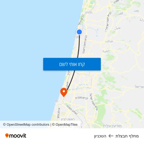 מפת מחלף חבצלת להטכניון